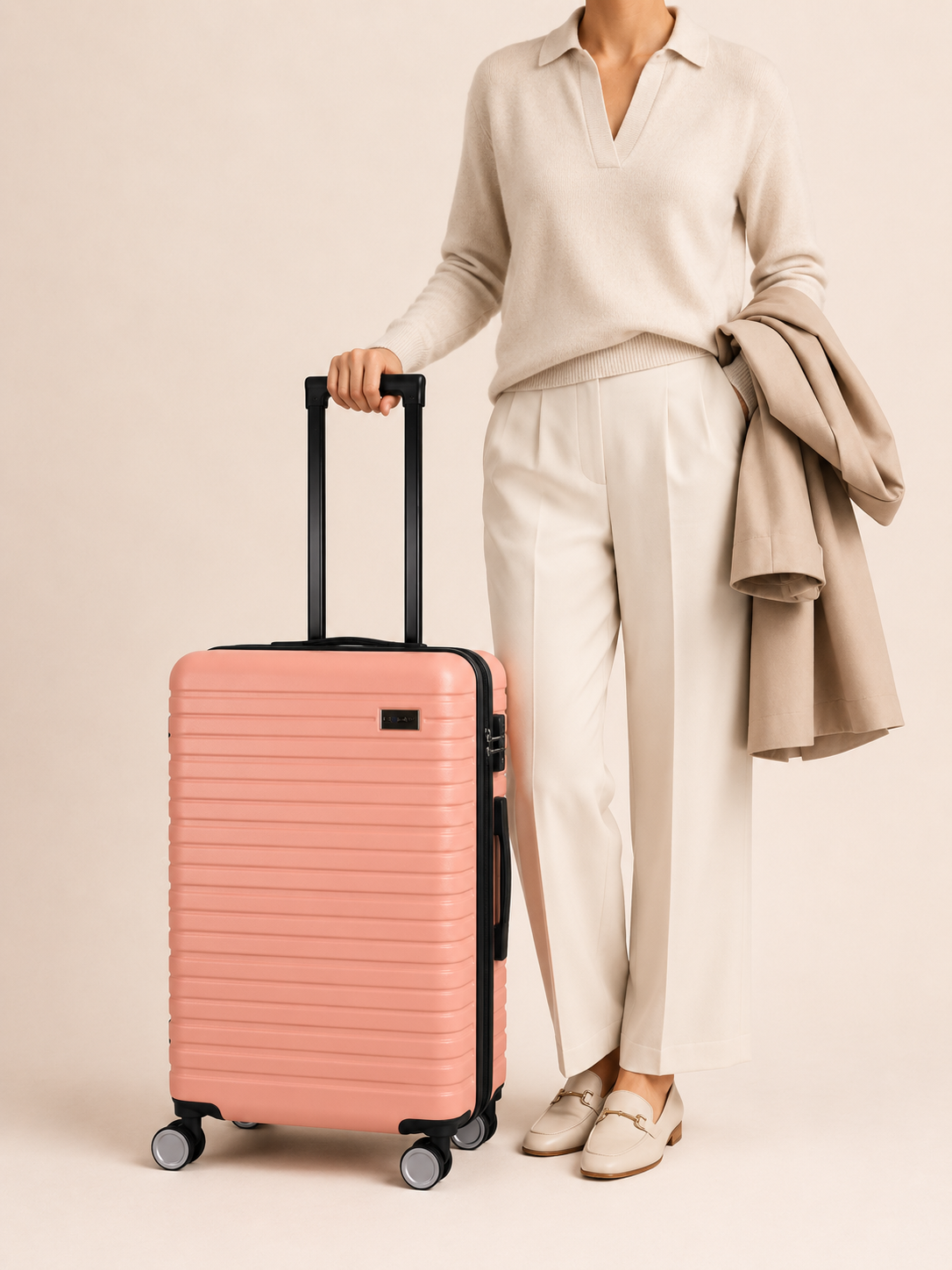 BEOW 3 Piece Pink Luggage Set – 20", 24" & 28" Suitcases with Expandable Hard Shell, Spinner Wheels & TSA Locks