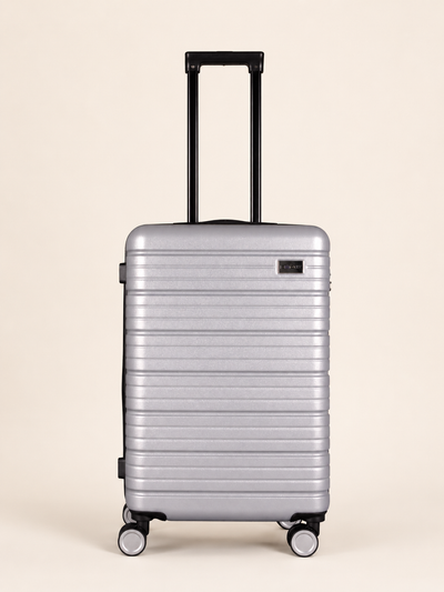 BEOW 3 Piece Silver Luggage Set – 20", 24" & 28" Suitcases with Expandable Hard Shell, Spinner Wheels & TSA Locks