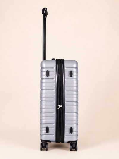 BEOW 3 Piece Silver Luggage Set – 20", 24" & 28" Suitcases with Expandable Hard Shell, Spinner Wheels & TSA Locks