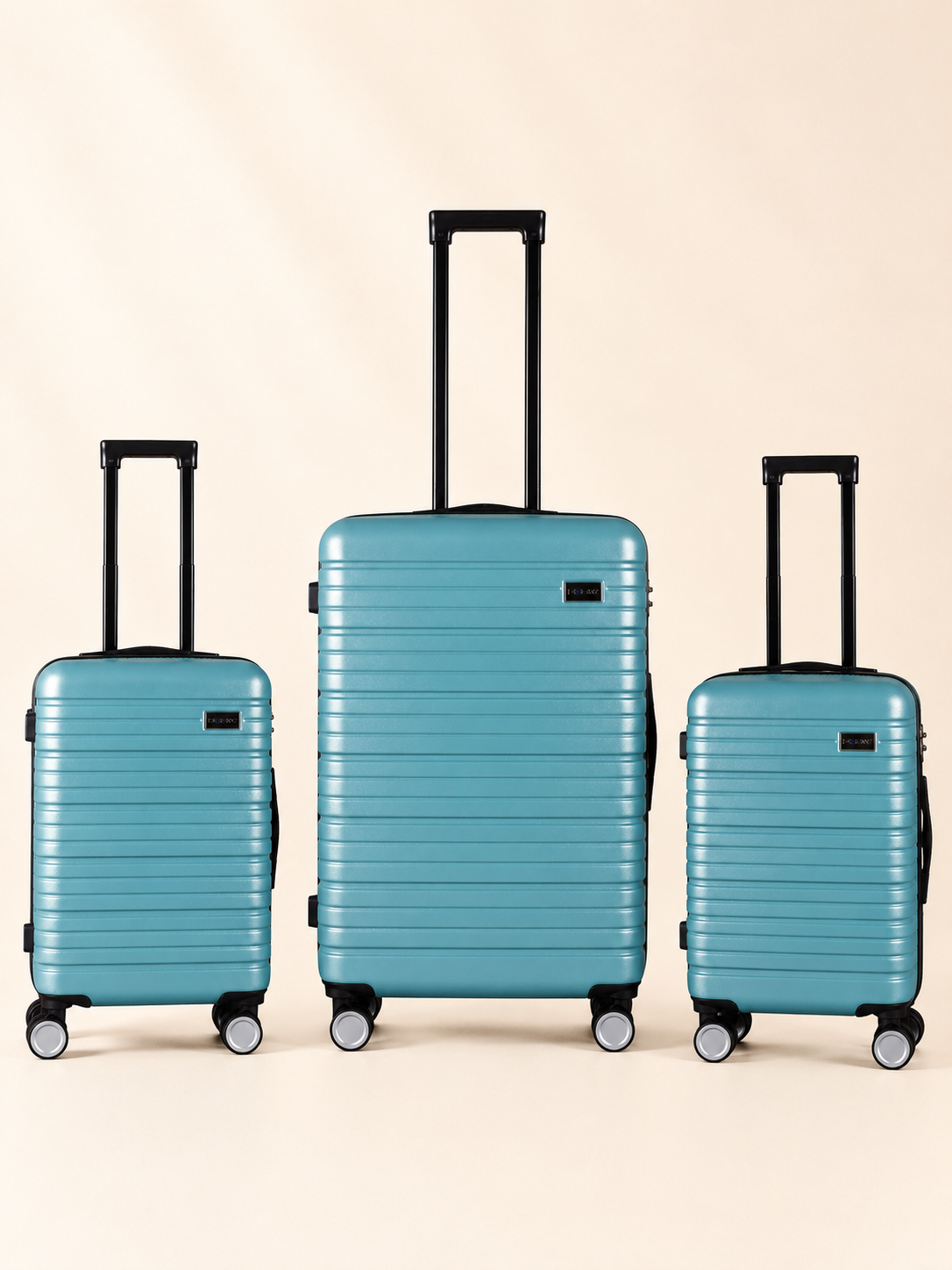 BEOW 3 Piece Teal Luggage Set – 20", 24" & 28" Suitcases with Expandable Hard Shell, Spinner Wheels & TSA Locks