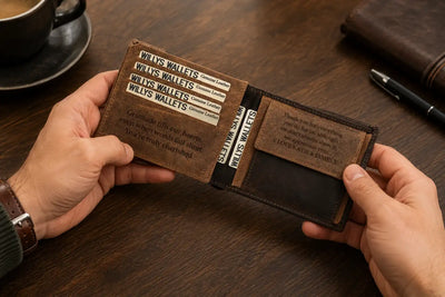 Personalised Brown & Cognac Leather Wallet – Bifold with Coin Pocket