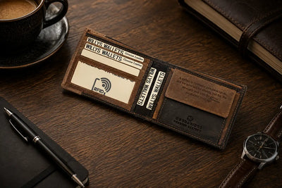 Personalised Brown & Cognac Leather Wallet – Men’s Bifold with Coin Pocket