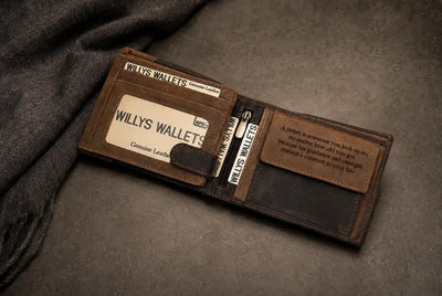 Personalised High-Capacity Brown & Cognac Leather Wallet – Men’s Bifold Design