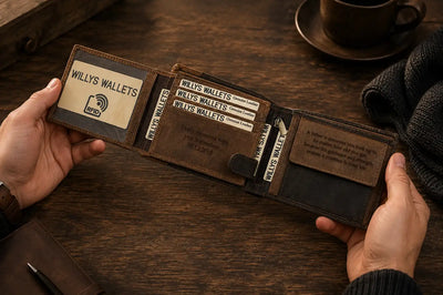 Personalised High-Capacity Brown & Cognac Leather Wallet – Men’s Bifold Design