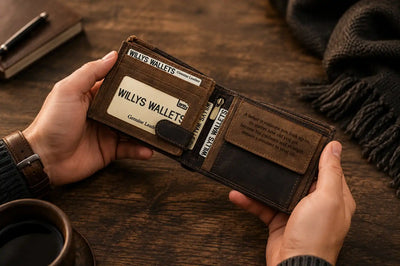 Personalised High-Capacity Brown & Cognac Leather Wallet – Men’s Bifold Design