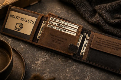 Personalised High-Capacity Brown & Cognac Leather Wallet – Men’s Bifold Design