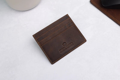 Personalised Brown Leather Card Holder – Slim RFID Wallet