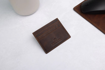 Personalised Brown Leather Card Holder – Slim RFID Wallet