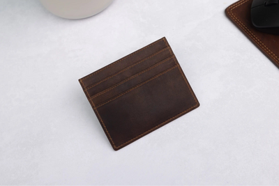 Personalised Brown Leather Card Holder – Slim RFID Wallet