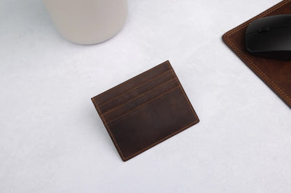 Personalised Brown Leather Card Holder – Slim RFID Wallet