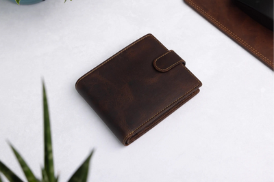 Personalised Brown Leather Wallet – Bifold with Coin Pocket
