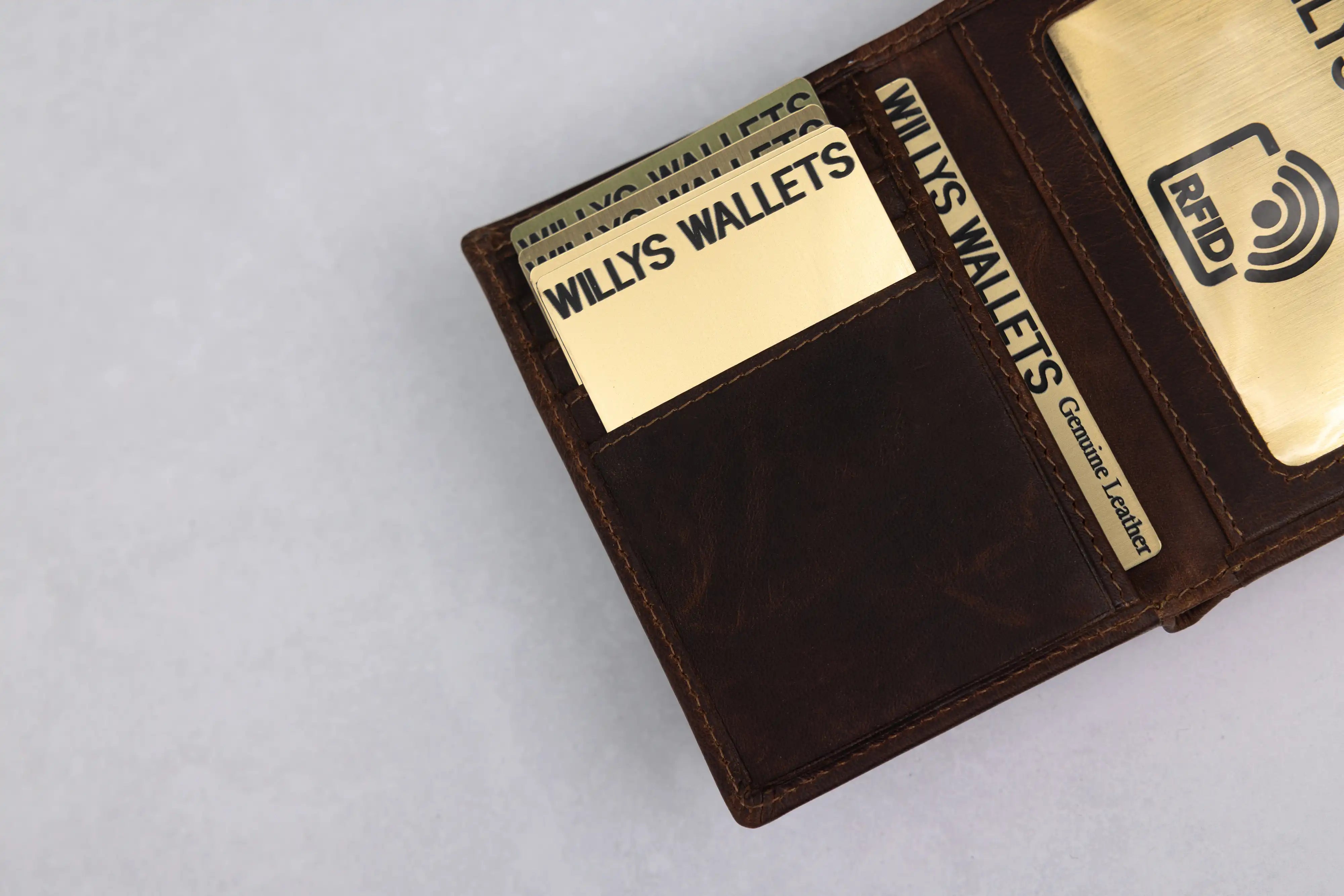 Personalised Brown Leather Wallet – Trifold Design with RFID Protection