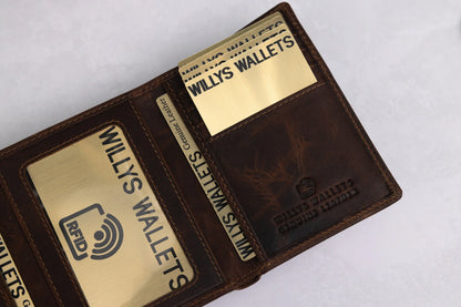 Personalised Brown Leather Wallet – Trifold Design with RFID Protection