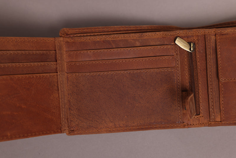 Personalised Engraved Mens Bifold Brown Leather Wallet