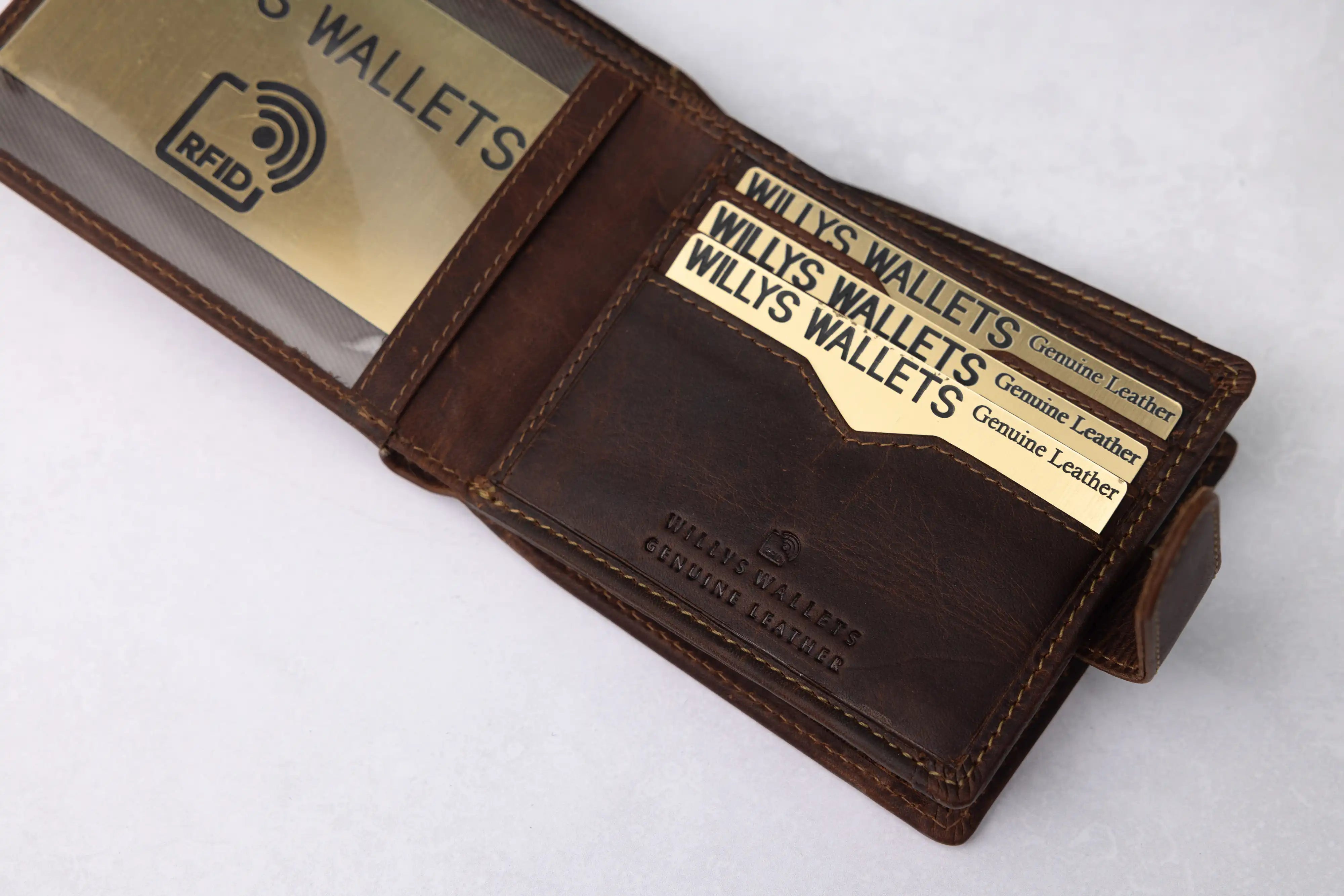 Personalised Brown Leather Wallet – Classic Bifold Design with RFID