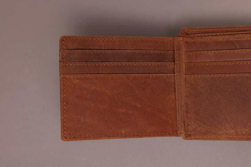 Personalised Engraved Mens Bifold Brown Leather Wallet