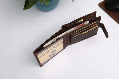 Personalised Brown Leather Wallet – Classic Bifold Design with RFID