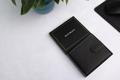 Personalised Black Hunter Leather Wallet – Bifold with Large Zip Coin Pocket