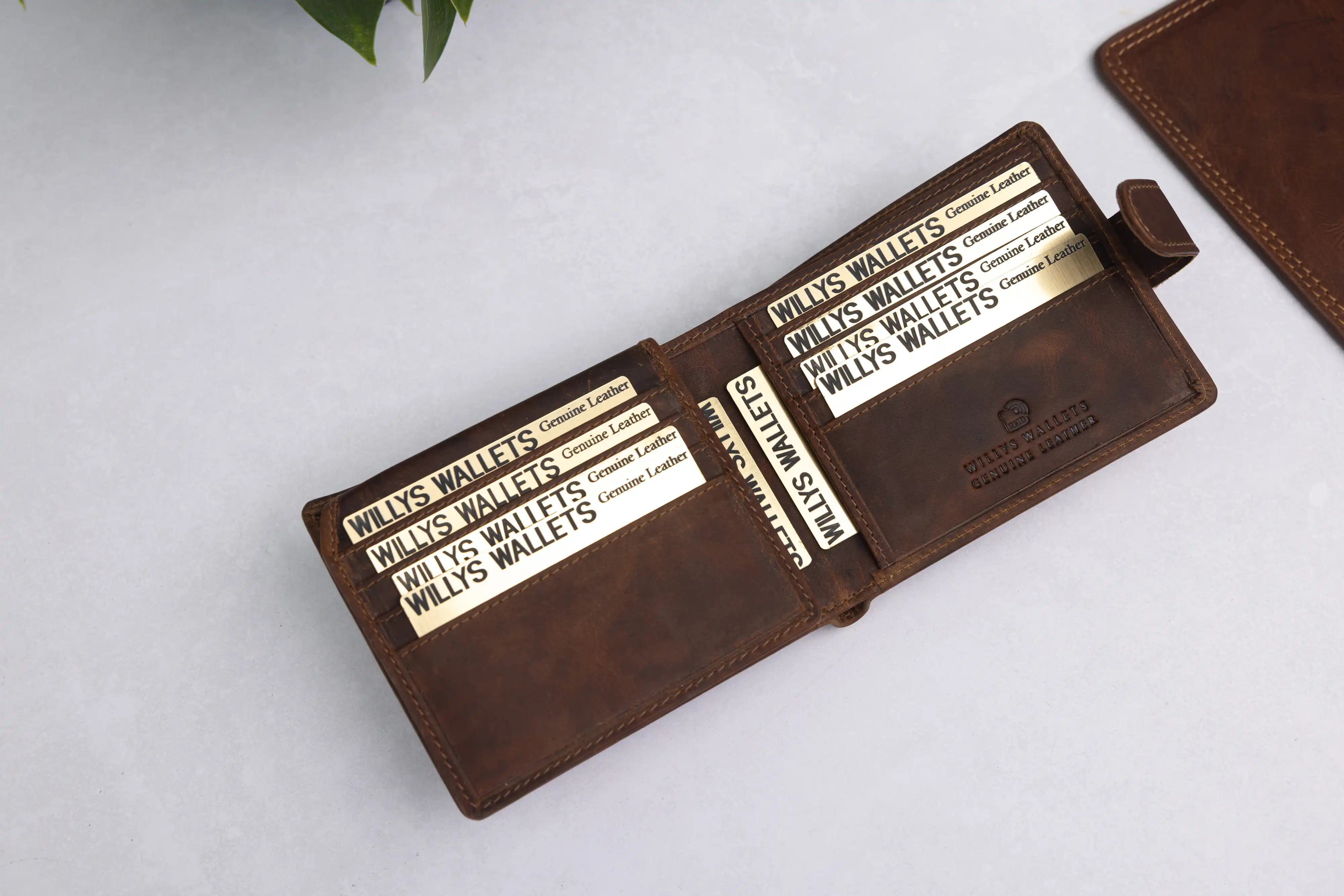 Personalised Brown Leather Wallet – Bifold with Card Holder Slots & RFID Protection