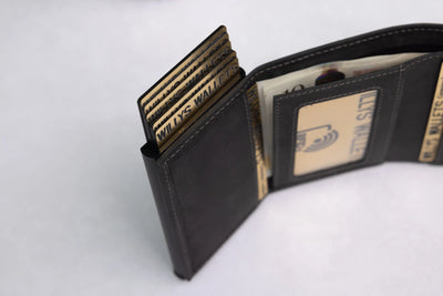 Personalised 6-Card Black Pop-Up Wallet – RFID Secure, Compact & Stylish