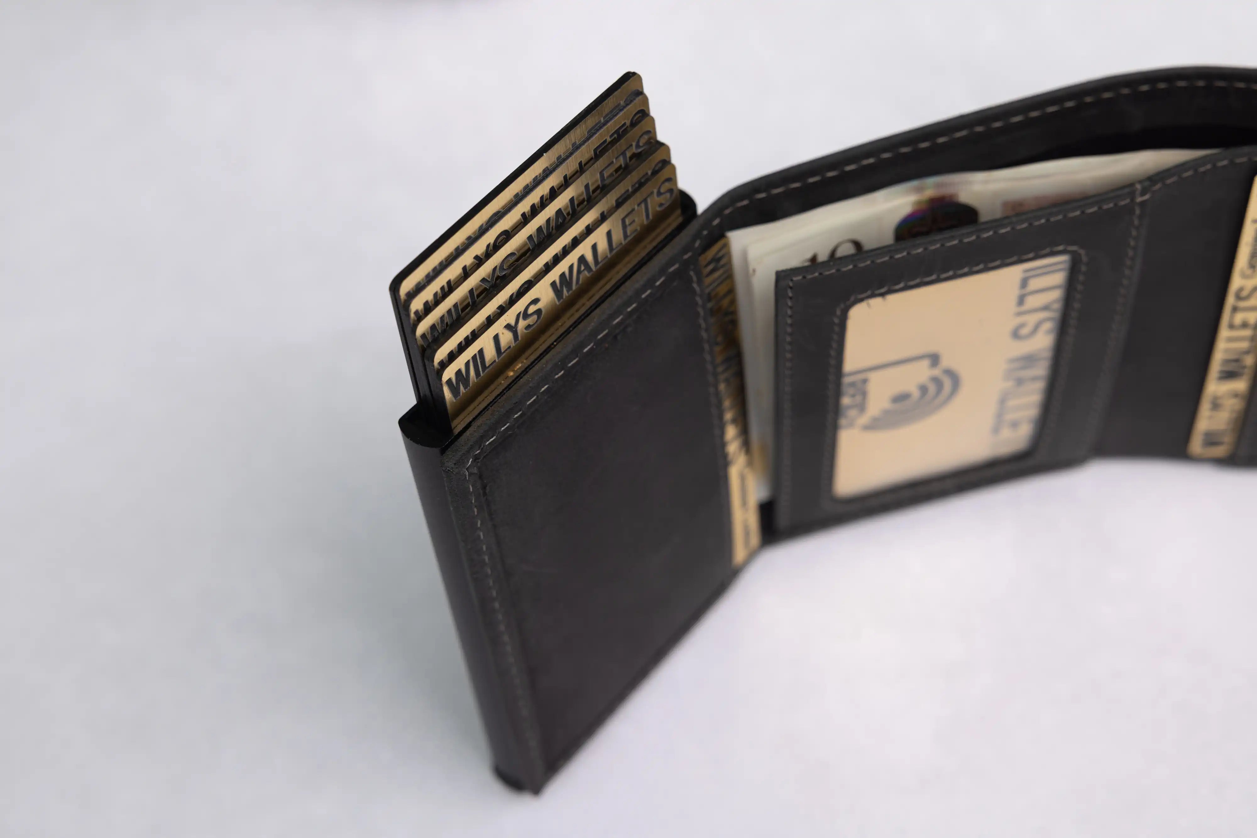Personalised 6-Card Black Pop-Up Wallet – RFID Secure, Compact & Stylish