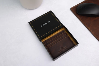 Personalised Brown Leather Card Holder – Slim RFID Wallet