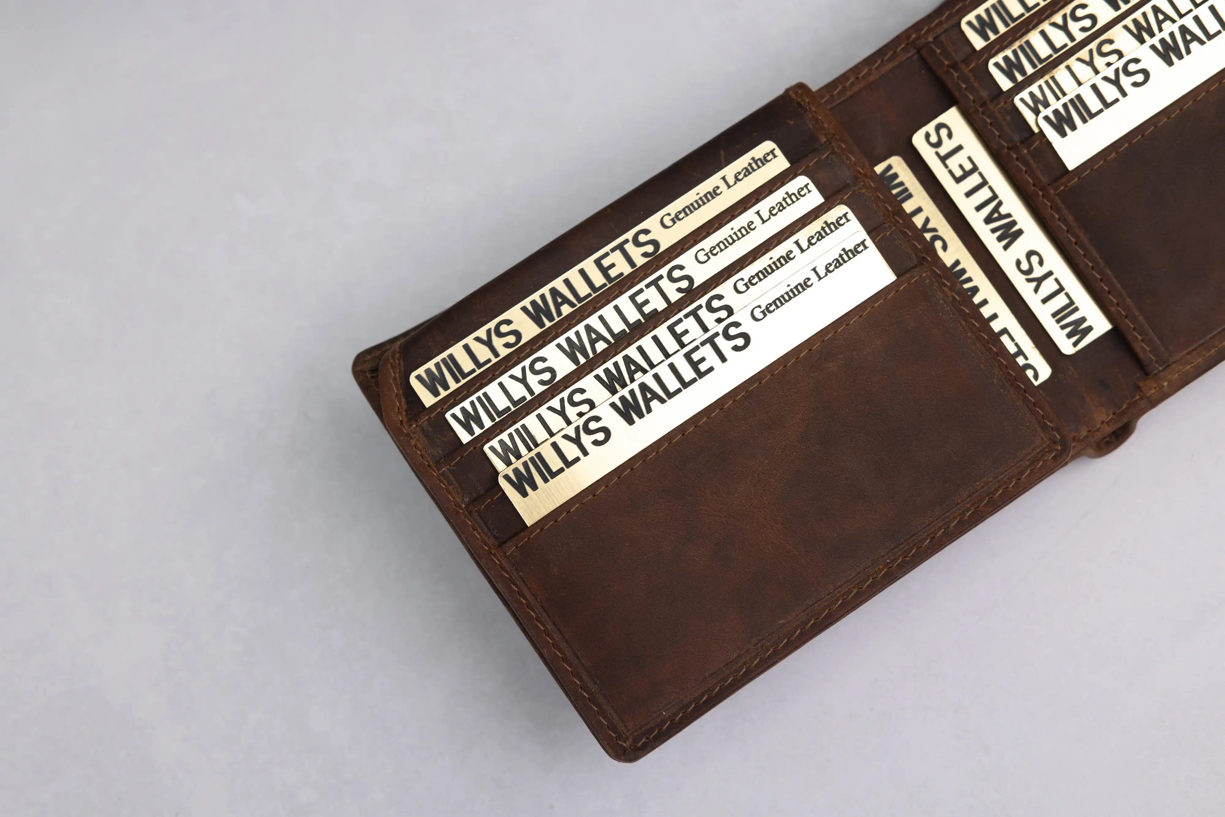 Personalised Brown Leather Wallet – Bifold with Card Holder Slots & RFID Protection