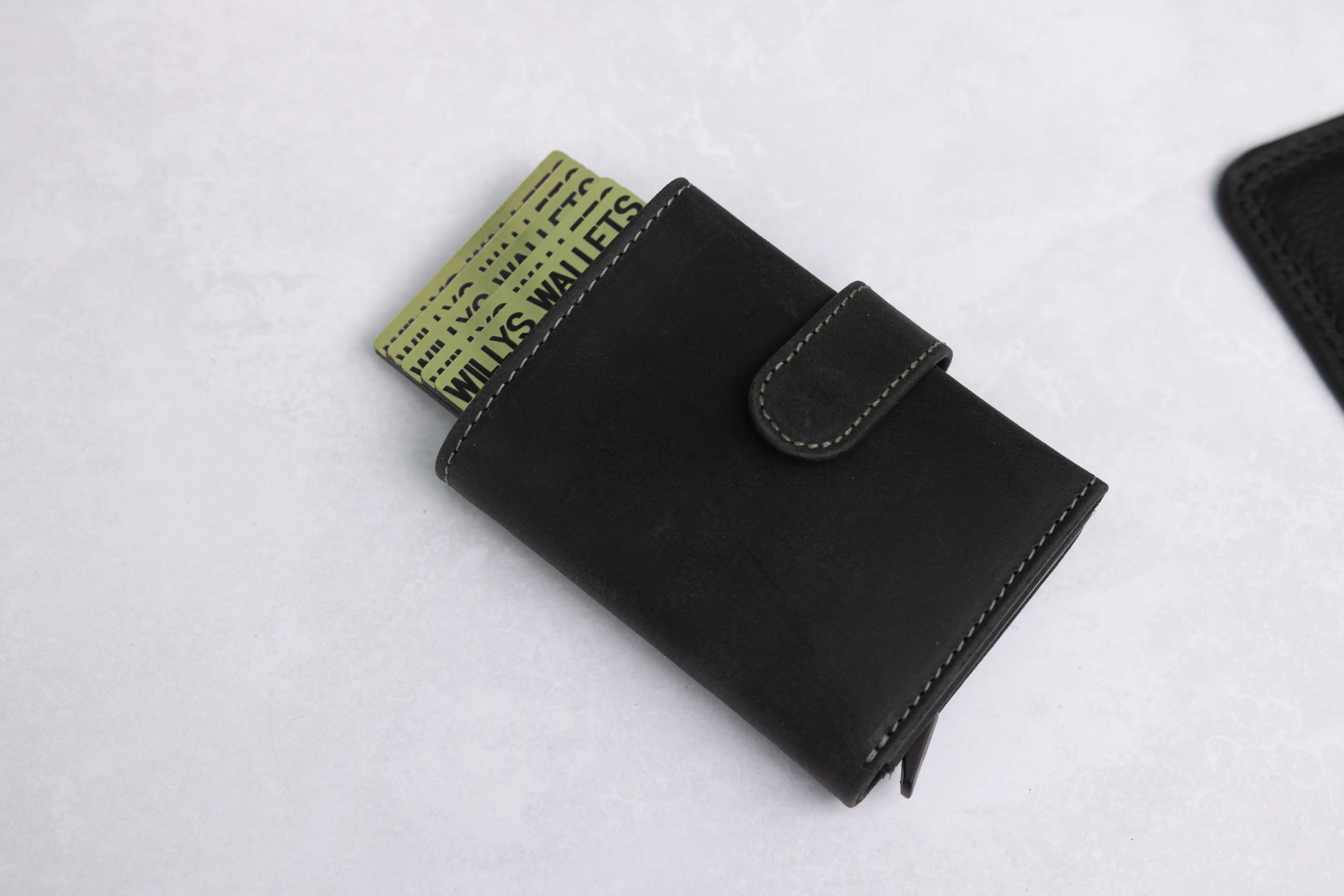 Personalised 6-Card Black Pop-Up Wallet – RFID Secure, Compact & Stylish