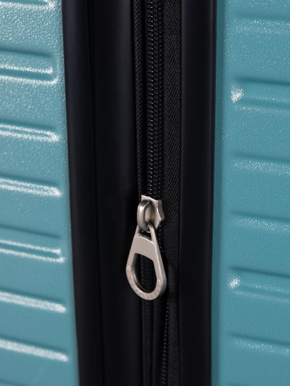 “Side view of expandable BEOW luggage showing 20% additional storage capacity”