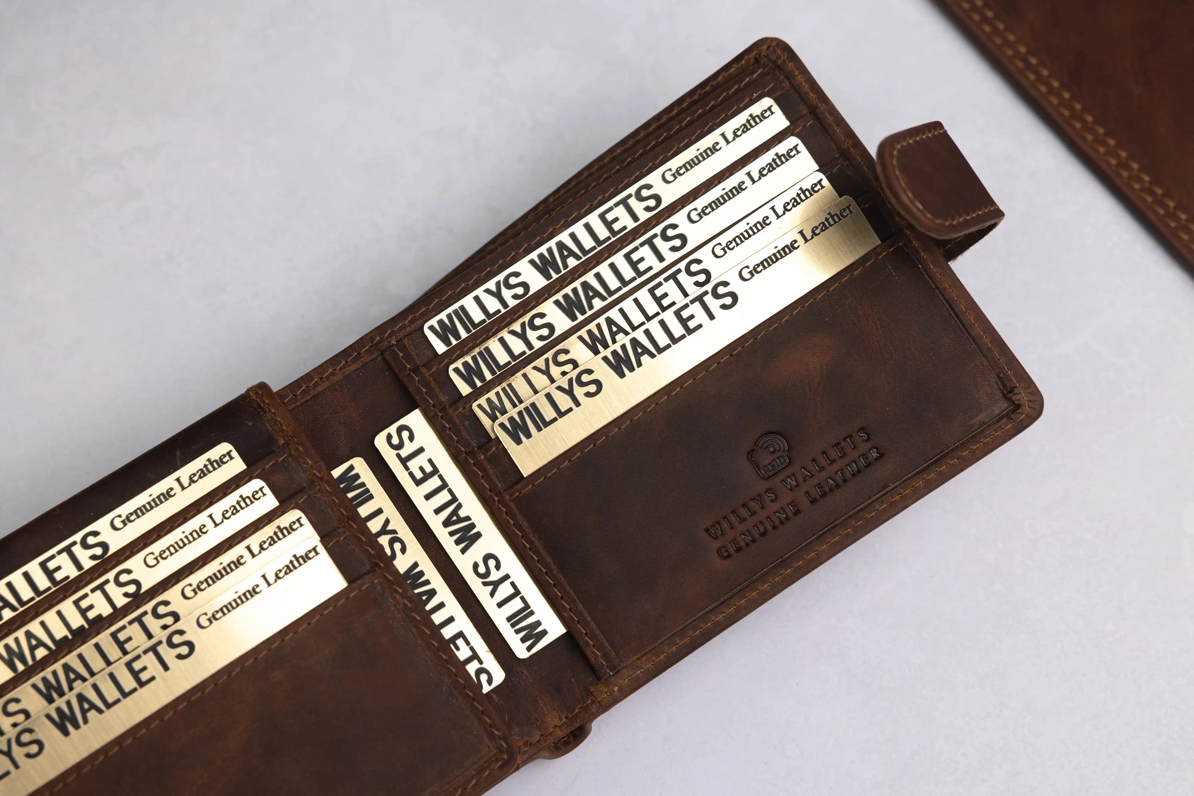 Personalised Brown Leather Wallet – Bifold with Card Holder Slots & RFID Protection