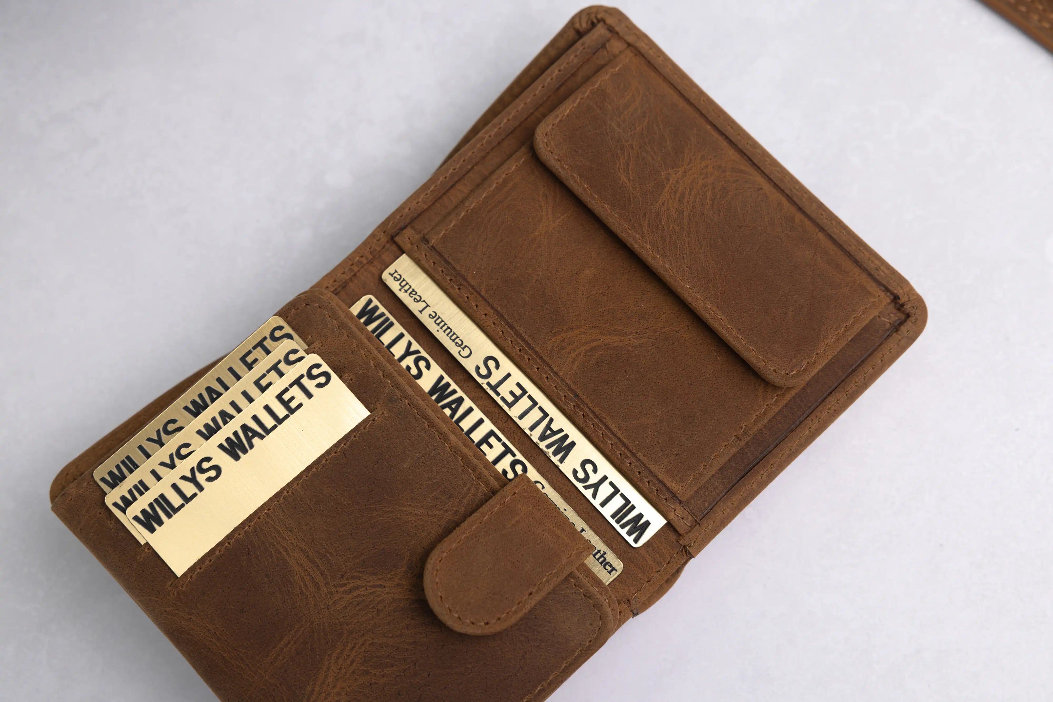 Personalised Rustic Brown Leather Wallet – Trifold RFID Wallet for Men