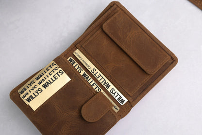 Personalised Rustic Brown Leather Wallet – Trifold RFID Wallet for Men