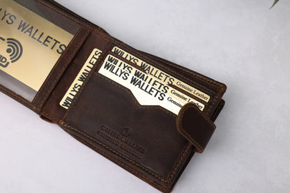 Personalised Brown Leather Wallet – Classic Bifold Design with RFID