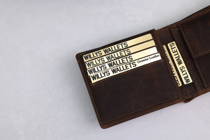 Personalised Brown Leather Wallet – Bifold with Coin Pocket