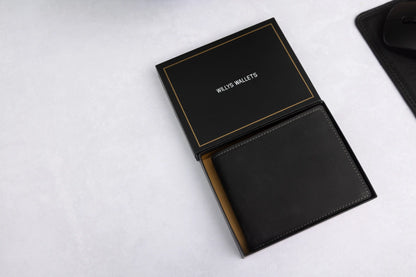 Personalised Black Hunter Leather Wallet – Bifold with Zip Coin Pocket & RFID Protection