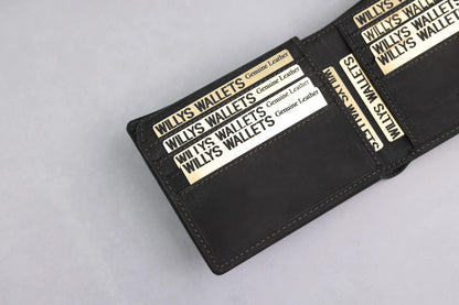 Personalised Black Hunter Leather Wallet – Bifold with Card Holder Slots & RFID Protection