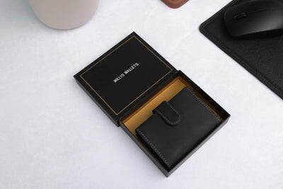 Personalised 6-Card Black Pop-Up Wallet – RFID Secure, Compact & Stylish