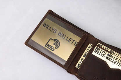 Personalised Brown Leather Wallet – Classic Bifold Design with RFID