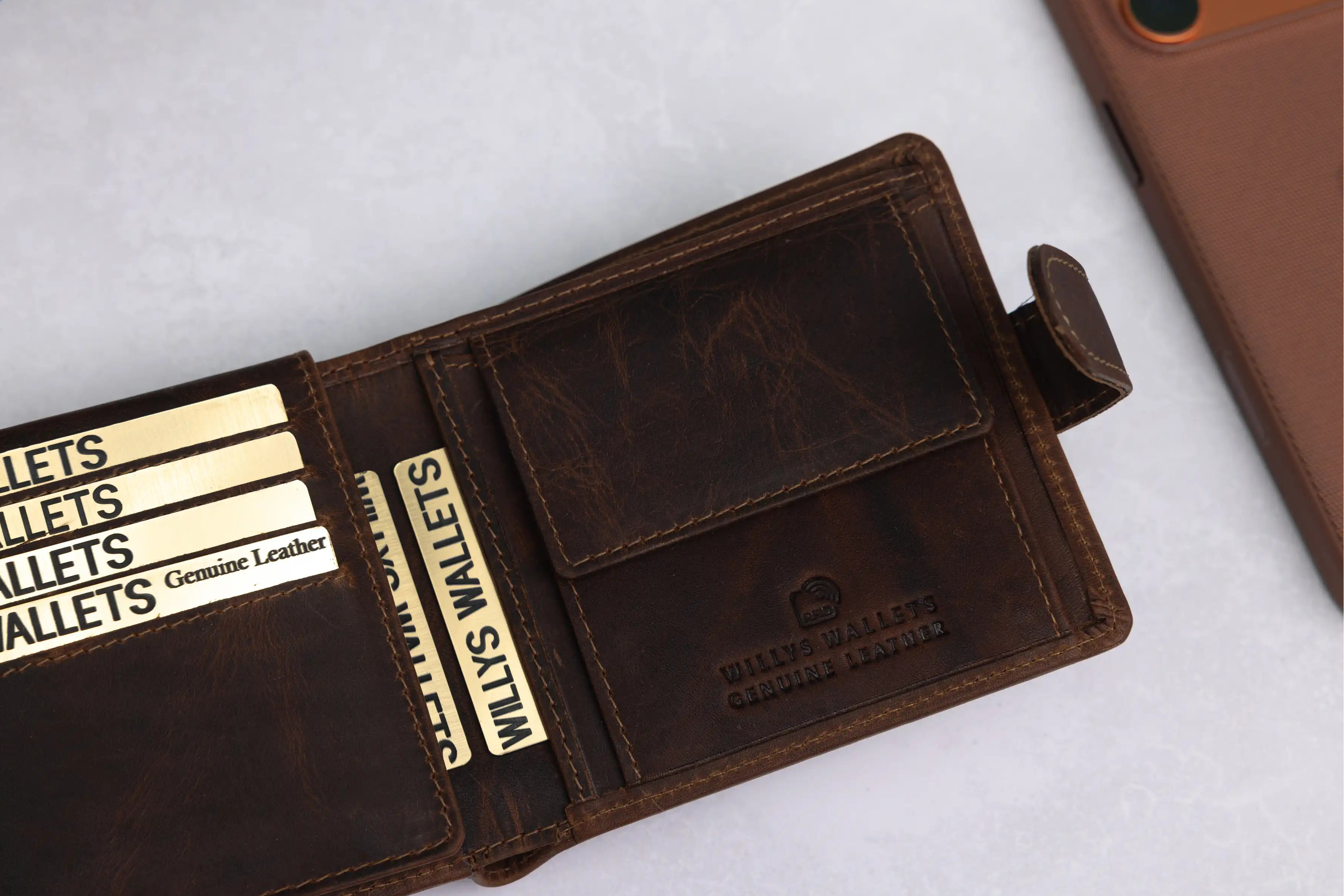 Personalised Brown Leather Wallet – Bifold with Coin Pocket