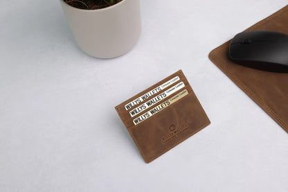 Personalised Rustic Brown Leather Card Holder – RFID Slim Wallet