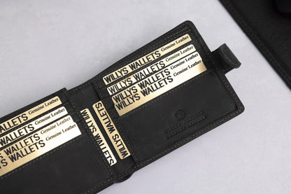 Personalised Black Hunter Leather Wallet – Bifold with Card Holder Slots & RFID Protection