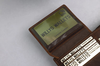 Personalised Brown Leather Wallet – Bifold with Card Holder Slots & RFID Protection