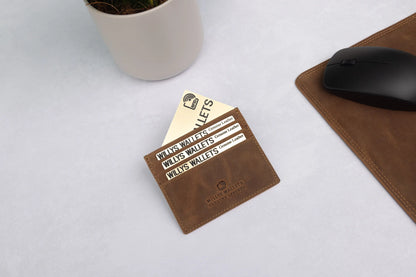 Personalised Rustic Brown Leather Card Holder – RFID Slim Wallet