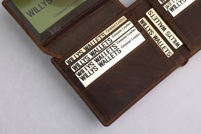 Personalised Brown Leather Wallet – Bifold with Card Holder Slots & RFID Protection