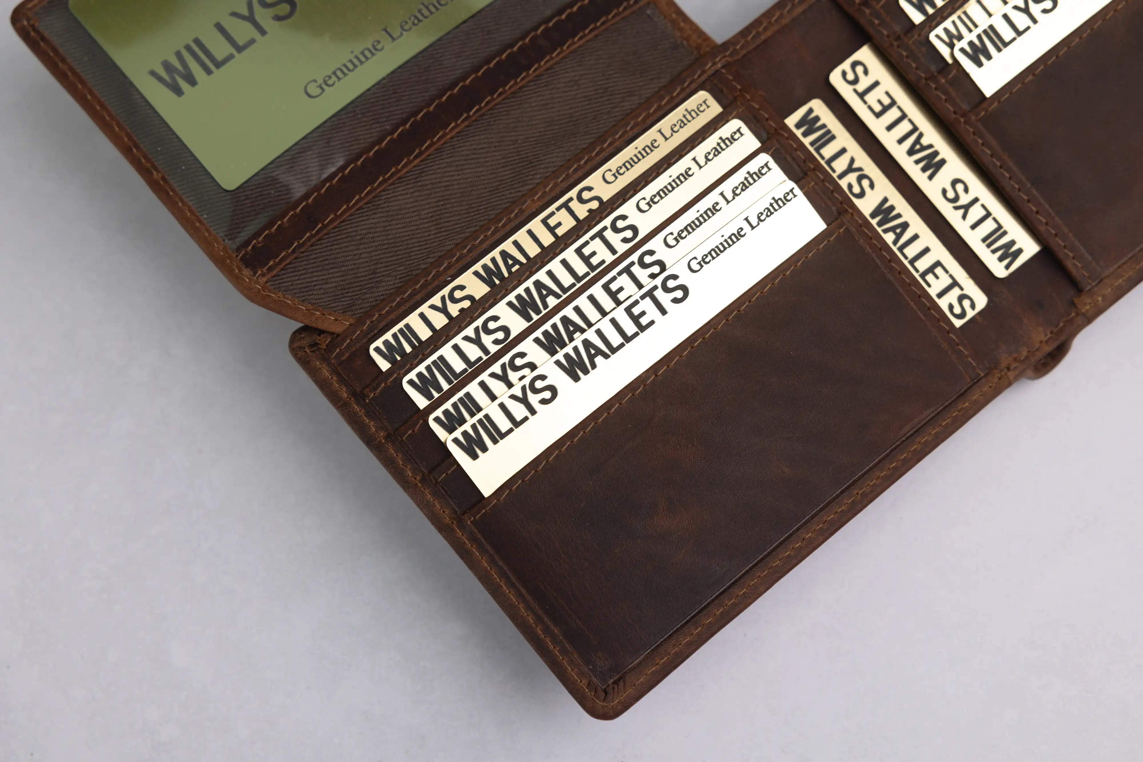 Personalised Brown Leather Wallet – Bifold with Card Holder Slots & RFID Protection