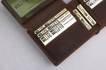 Personalised Brown Leather Wallet – Bifold with Card Holder Slots & RFID Protection