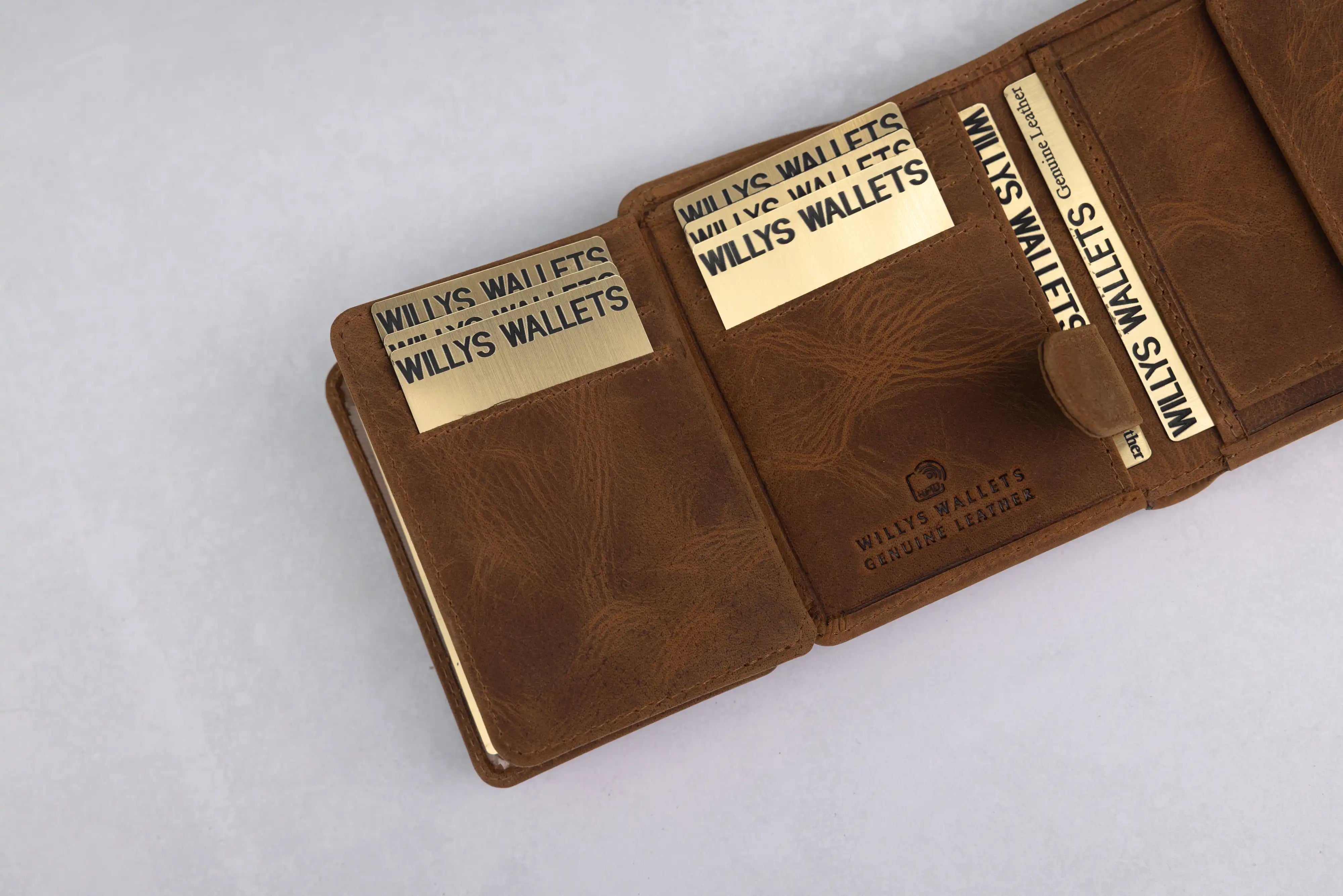 Personalised Rustic Brown Leather Wallet – Trifold RFID Wallet for Men