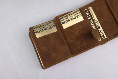 Personalised Rustic Brown Leather Wallet – Trifold RFID Wallet for Men
