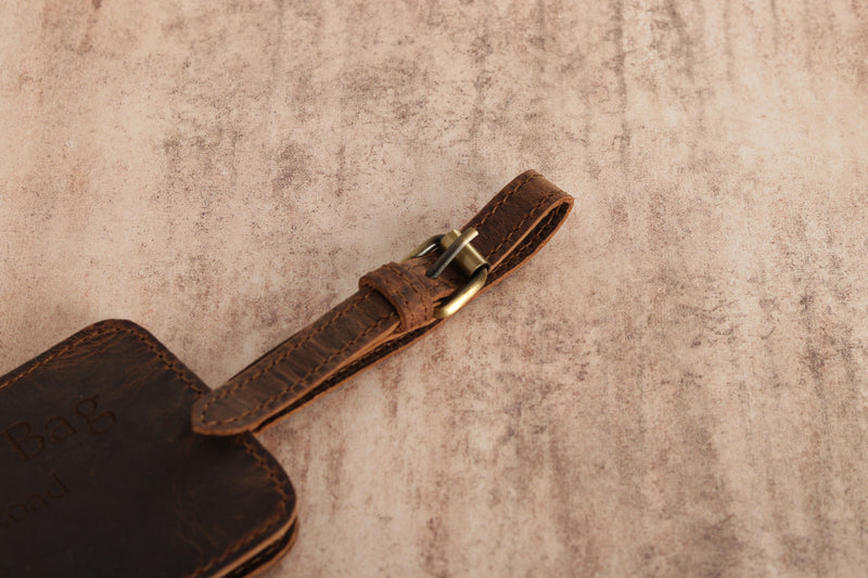 Personalised Engraved Brown Leather Luggage Tag