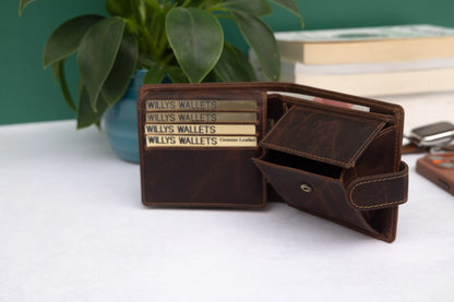 Personalised Brown Leather Wallet – Bifold with Coin Pocket